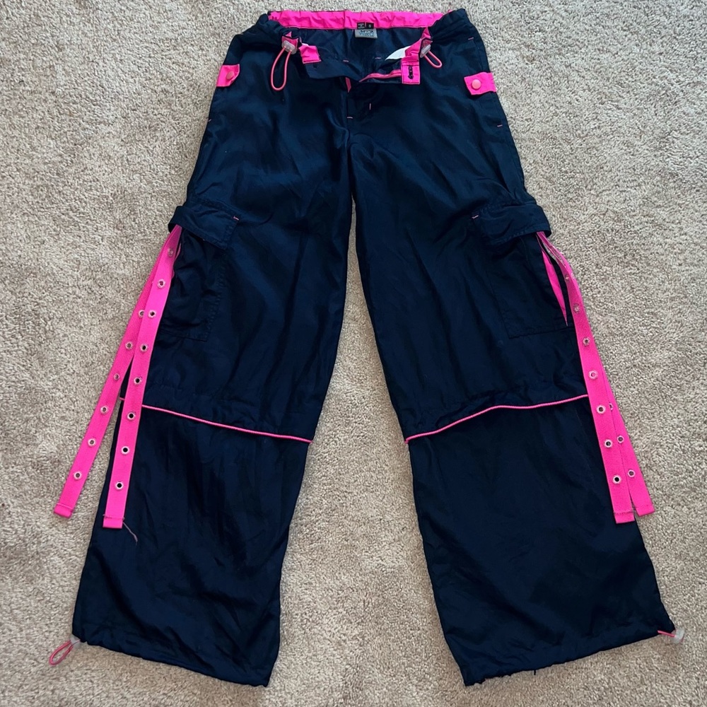 RARE BUGGIRL RAVE PANTS Y2K, Navy/Hot Pink, Like-New Cond. besides last 2 pics